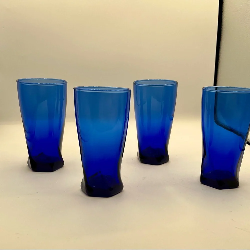 Blue Modern Tumbler Glasses - Set of 4